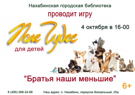 4 октября в 16.00 Нахабинская городская библиотека проводит игру "Поле чудес" для детей.